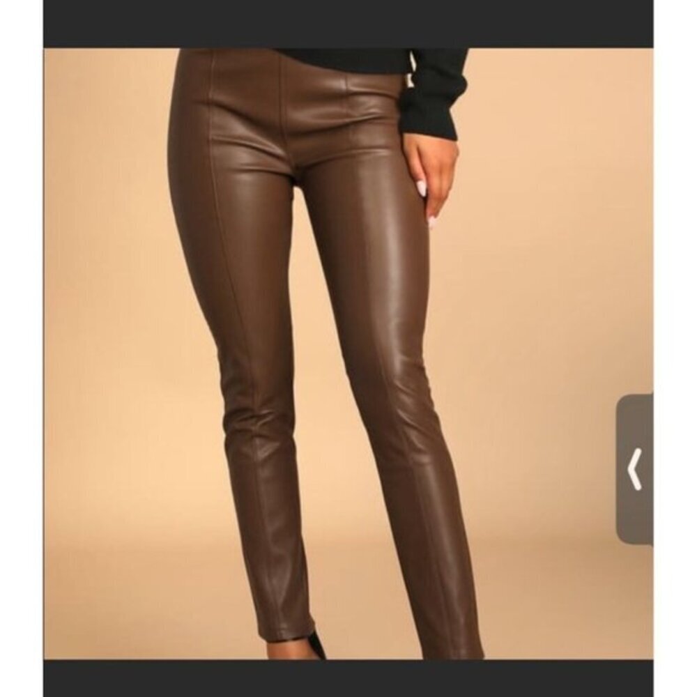 Womens free people faux leather pants brown size 4